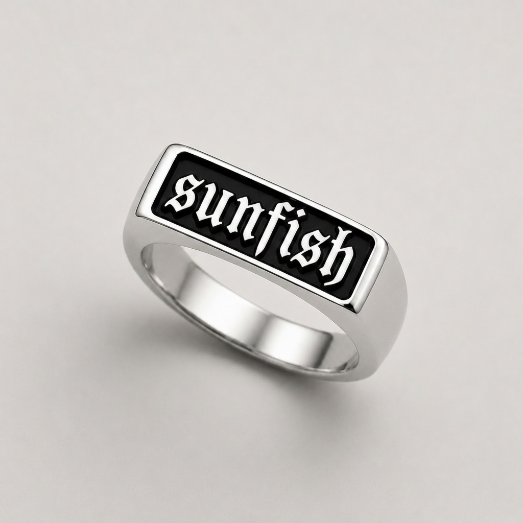 Sunfish signet ring product shot - ANANAS